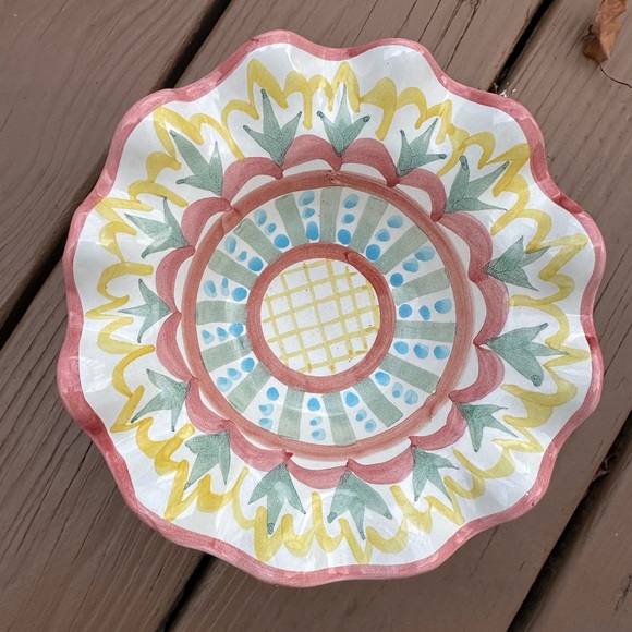 MacKenzie-Childs Multicolor Scalloped bowl 8.5” x 4” Madison